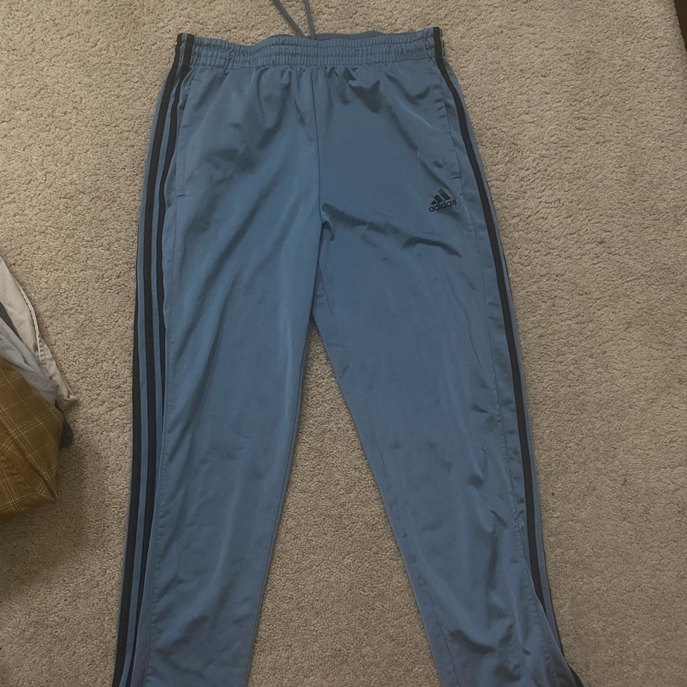 Adidas sweat pants blue grey color.  Silky L.